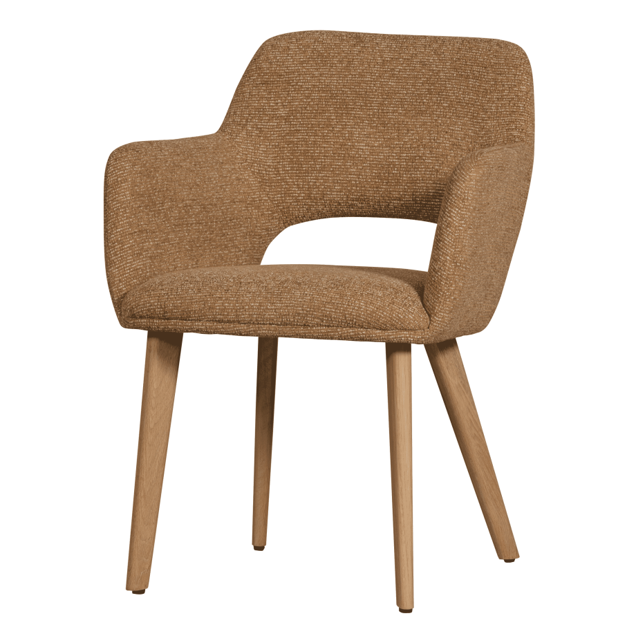 WOOOD Eetkamerstoel 'Murat' Chenille, kleur Geel/Naturel afbeelding 1