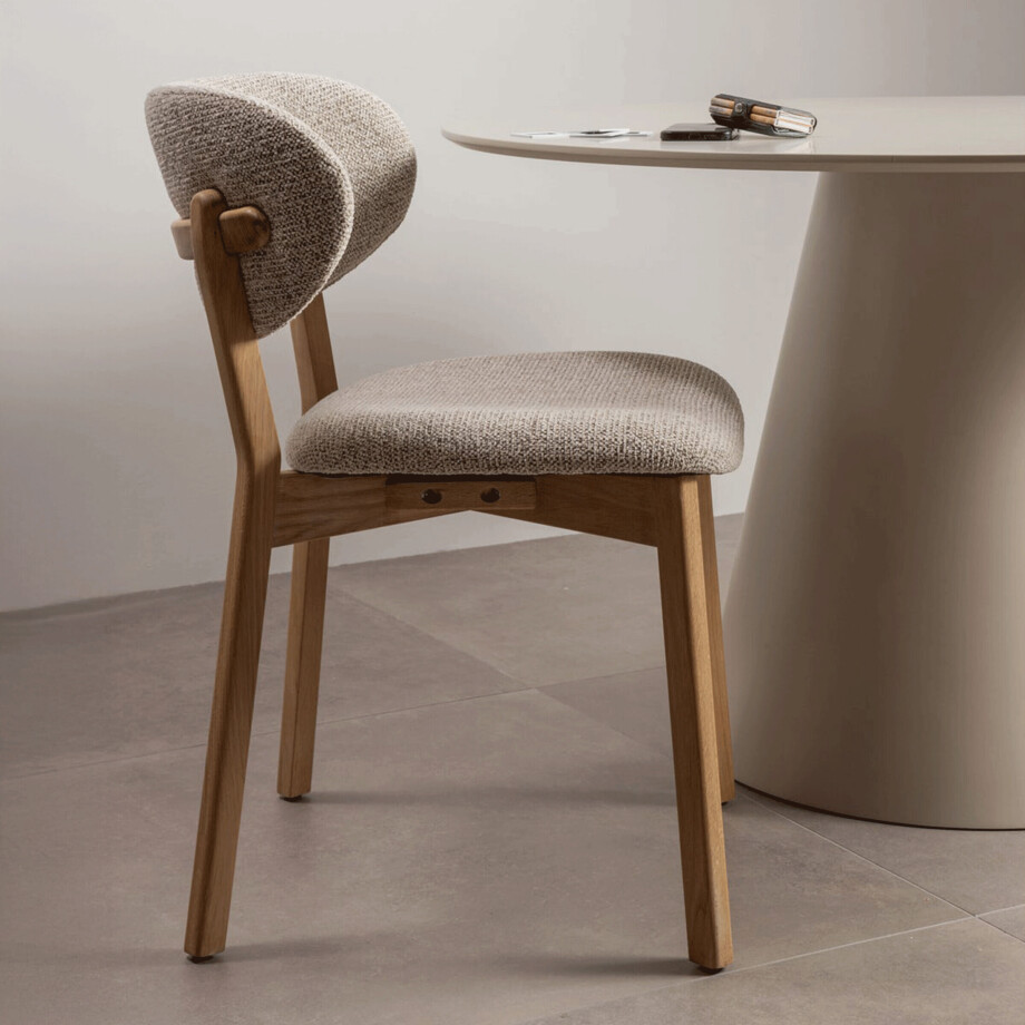 WOOOD Eetkamerstoel 'Udar' Geweven stof, kleur Naturel afbeelding 1