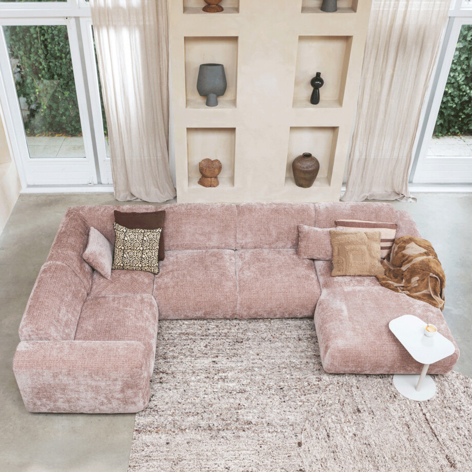 WOOOD Hoekbank 'Cloud' Hoek Links, Chenille, kleur Roze afbeelding 1
