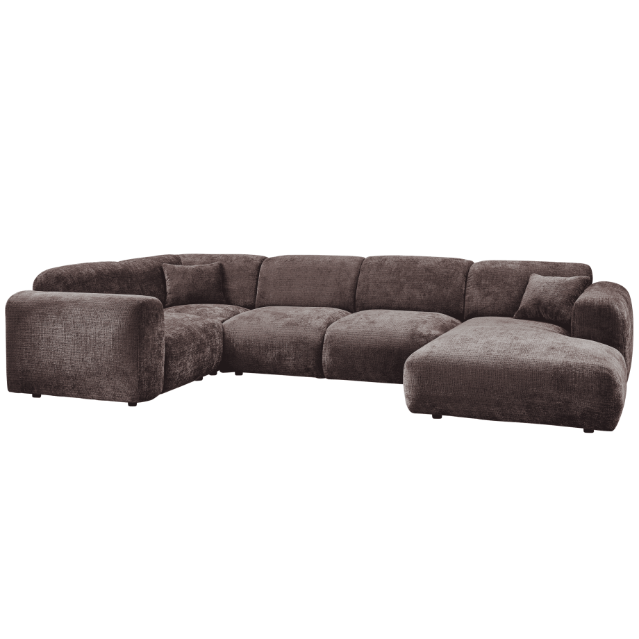 WOOOD Hoekbank 'Cloud' Links, Chenille, kleur Warm Bruin afbeelding 1