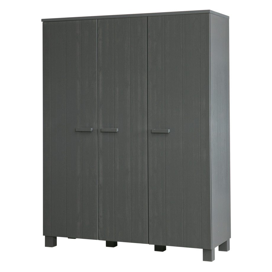 WOOOD Kledingkast 'Dennis' 3-deurs, kleur Steel grey afbeelding 1