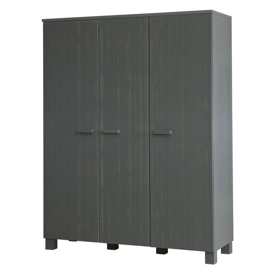 WOOOD Kledingkast 'Dennis' 3-deurs, kleur Steel grey WOOOD Kledingkast 'Dennis' 3-deurs, kleur Steel grey afbeelding 1