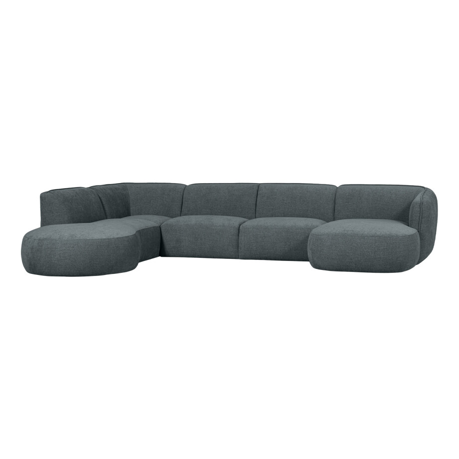 WOOOD Lounge U-Bank 'Polly' Links, Woven, kleur Blauw/Groen afbeelding 1