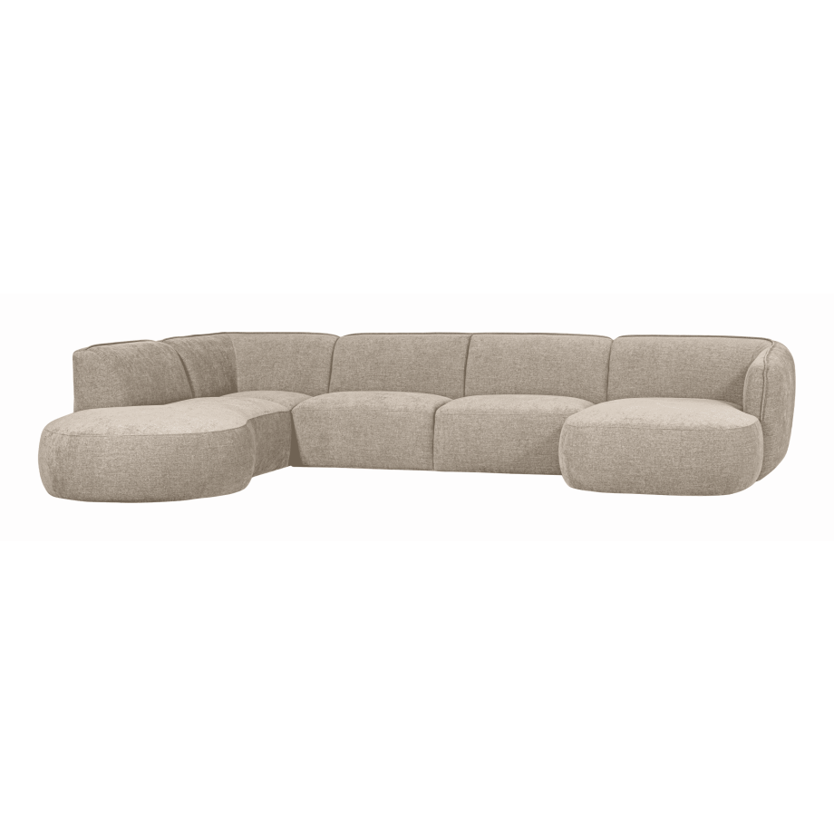 WOOOD Lounge U-Bank 'Polly' Links, Woven, kleur Zand afbeelding 1
