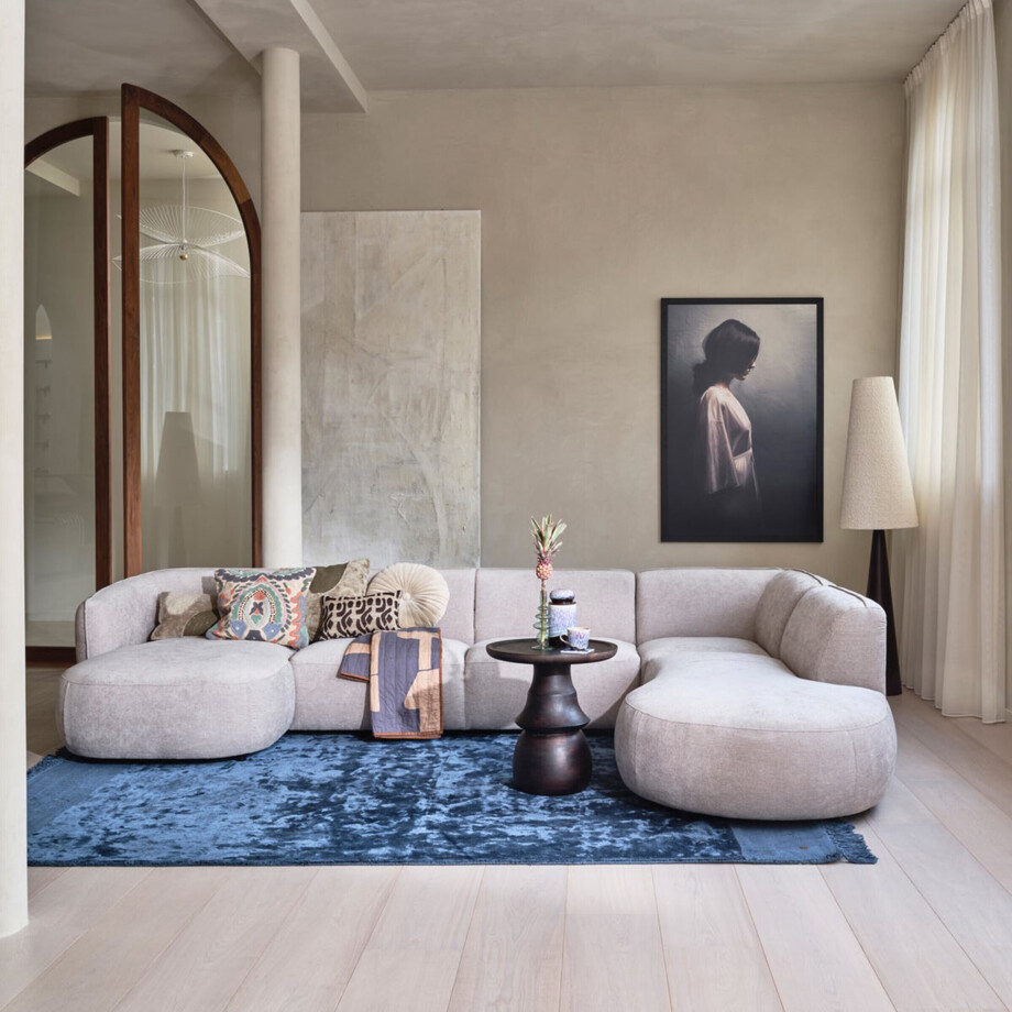 WOOOD Lounge U-Bank 'Polly' Rechts, Woven, kleur Zand afbeelding 1