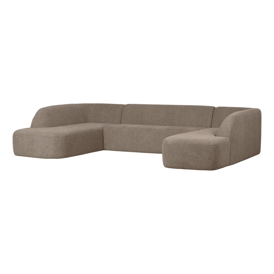 WOOOD Lounge U-Bank 'Sloping' Chenille, kleur Lichtbruin afbeelding 1