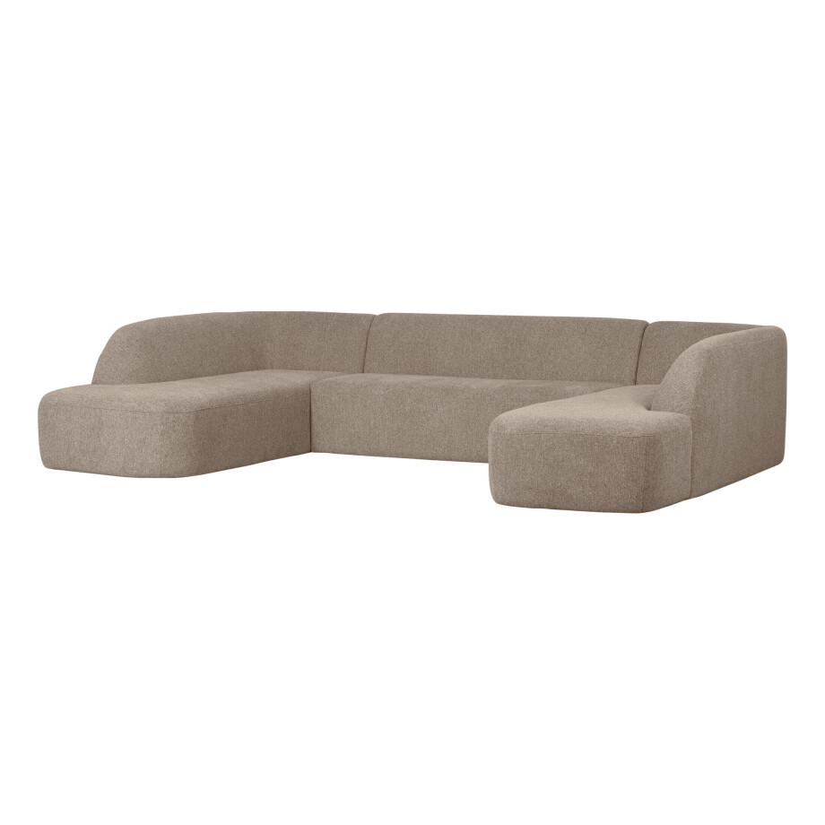 WOOOD Lounge U-Bank 'Sloping' Chenille, kleur Naturel afbeelding 1