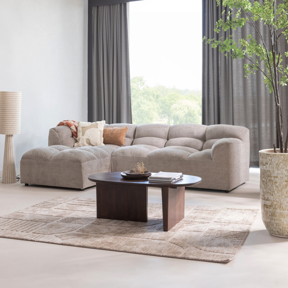 WOOOD Loungebank 'Tibas' Links, Geweven stof, kleur Zand afbeelding 1