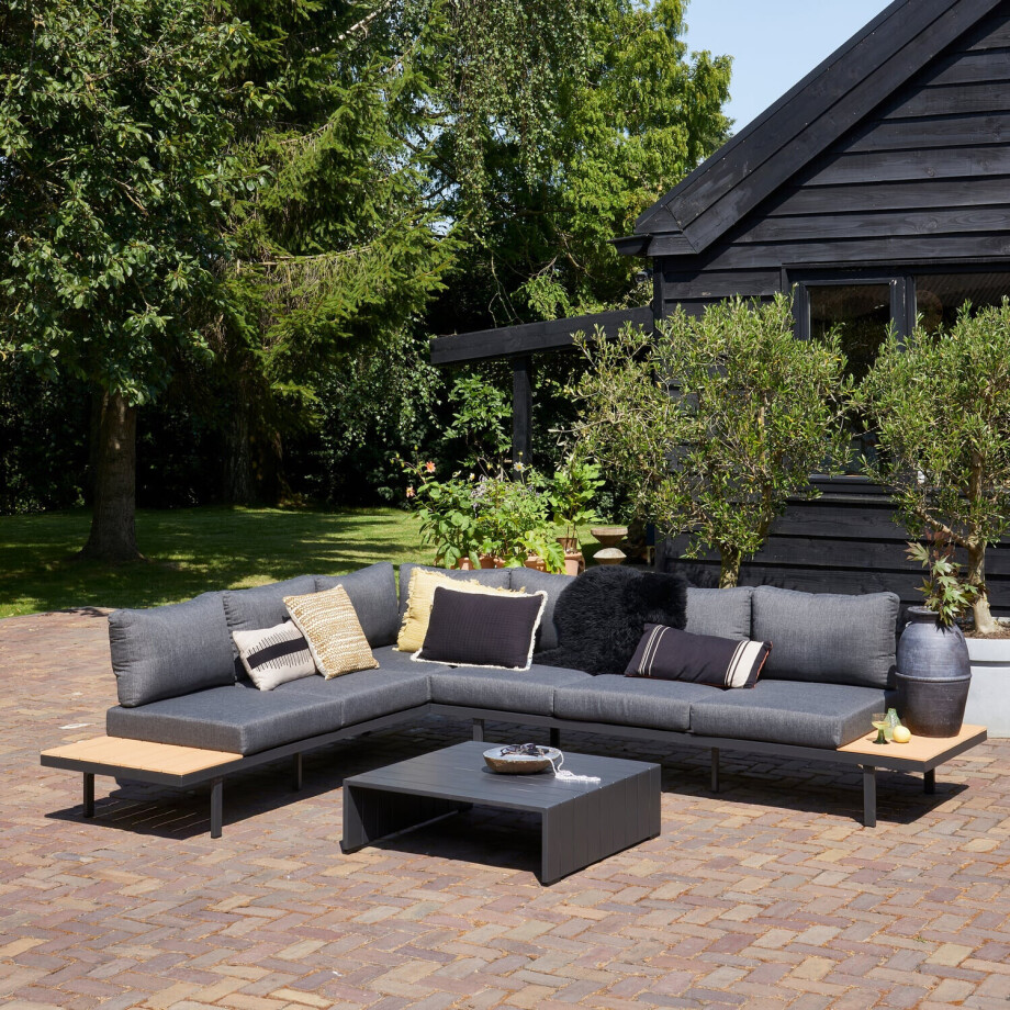 WOOOD Loungeset 'Bari' Polywood, kleur Antraciet WOOOD Loungeset 'Bari' Polywood, kleur Antraciet afbeelding 1