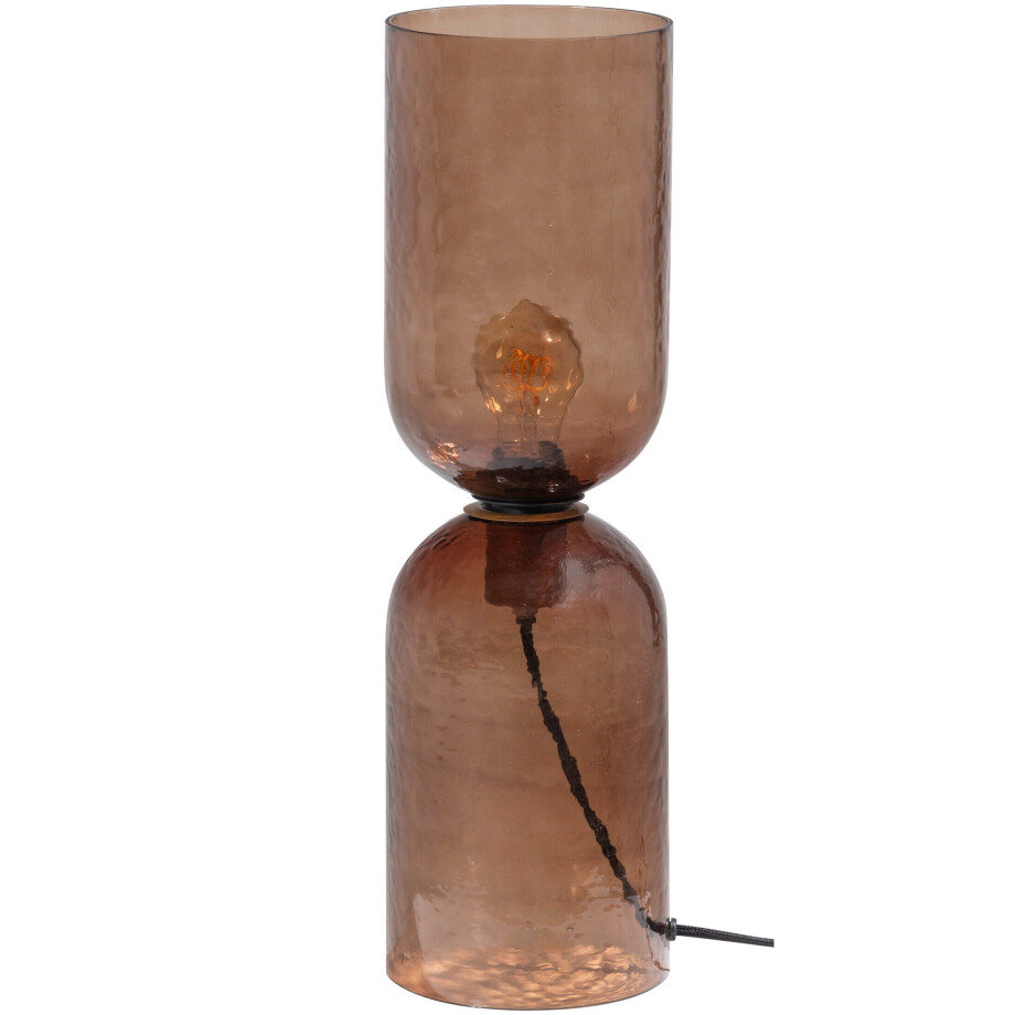 WOOOD Tafellamp 'Gigi' Gehamerd Glas, kleur Bruin afbeelding 1