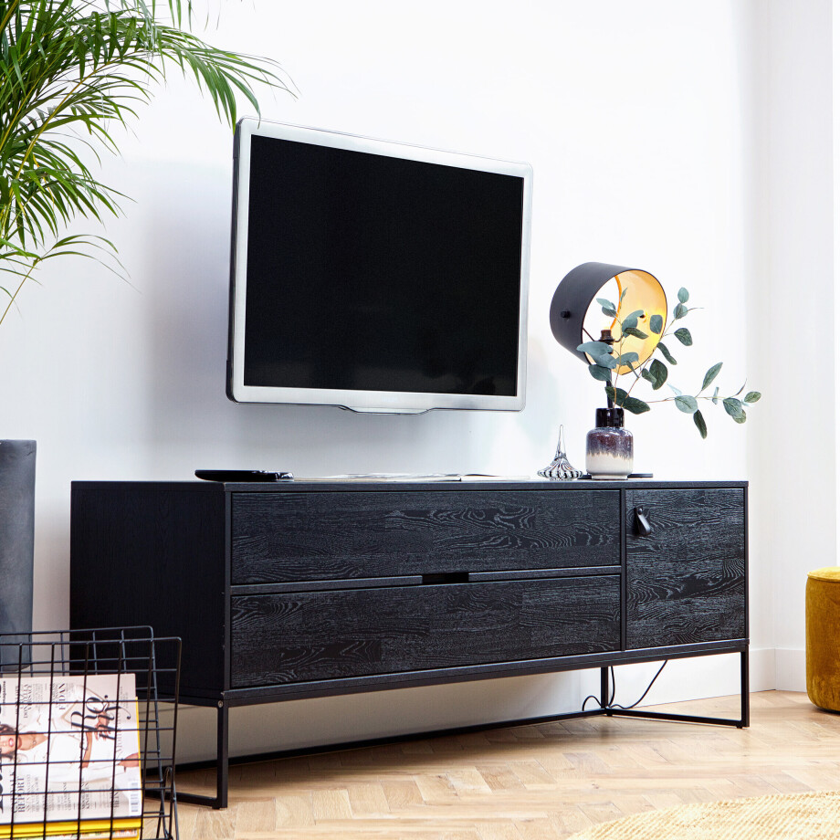 WOOOD TV-meubel 'Silas' Eiken 180cm, kleur zwart afbeelding 