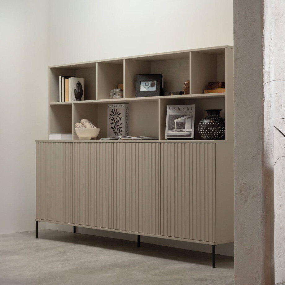 WOOOD Wandkast 'New Gravure' Grenenhout, 150 x 200cm, kleur Dust afbeelding 1