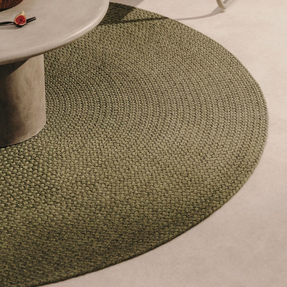 Kave Home Rond Vloerkleed 'Despas' 200cm, kleur Donkergroen afbeelding 1