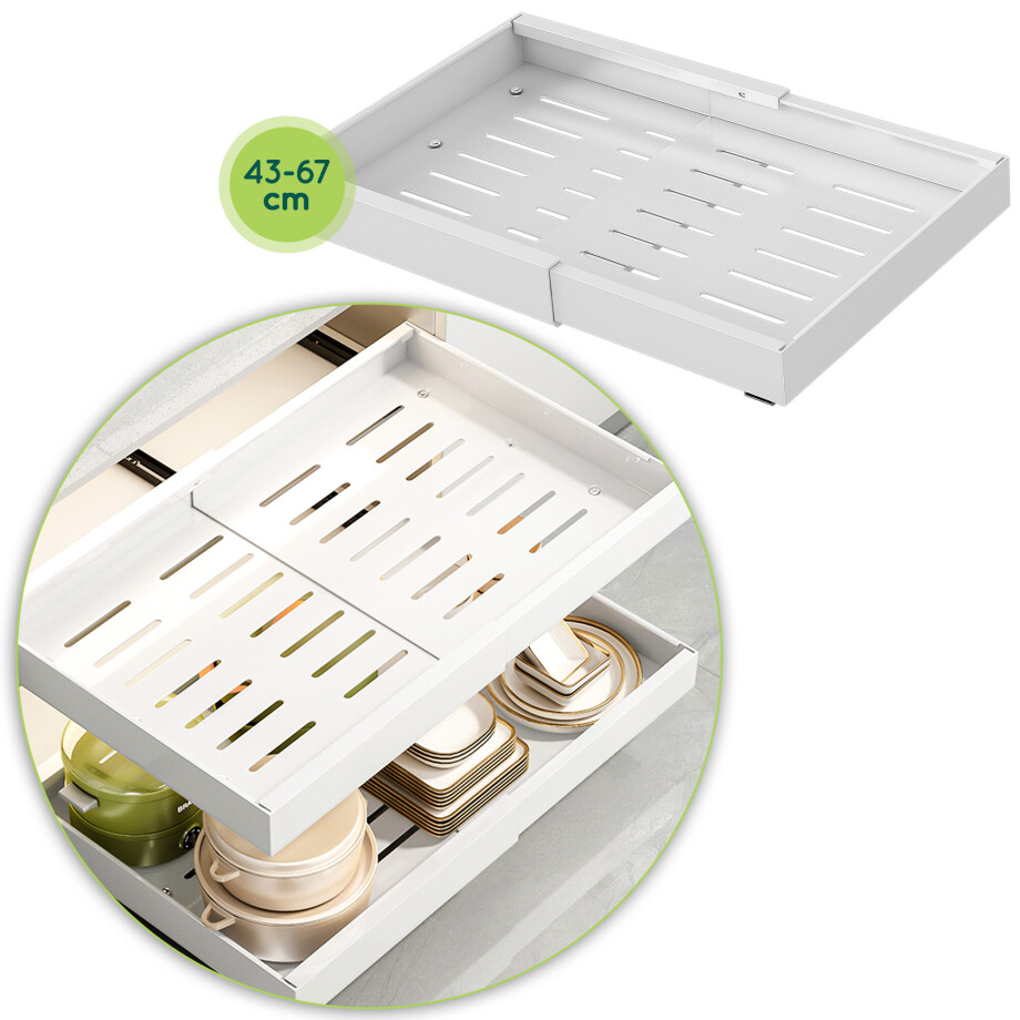 XIVADA Keukenorganizer - Schuiflade - Aluminium - Verstelbaar - Wit afbeelding 1