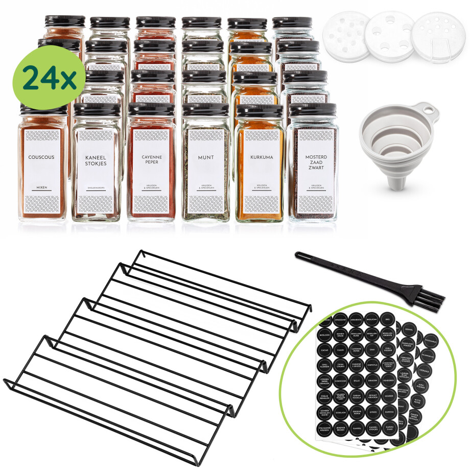 XIVADA Kruidenrek lade met 24 kruidenpotjes - 240 kruidenlabels afbeelding 1