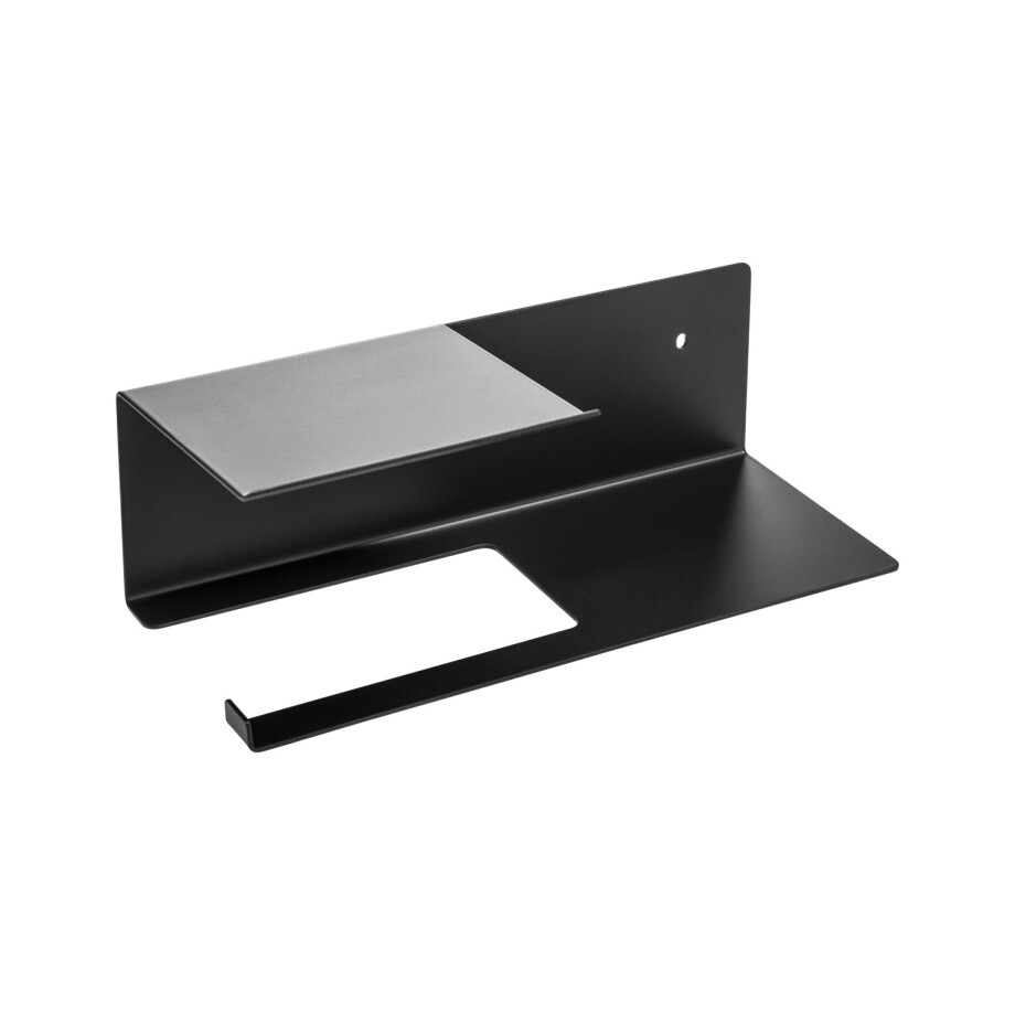 XIVADA Toiletrolhouder Fava - Met plankje - Boren - Rvs - Zwart XIVADA Toiletrolhouder Fava - Met plankje - Boren - Rvs - Zwart afbeelding 1