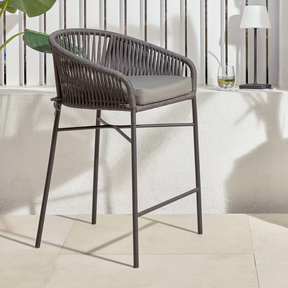 Kave Home Barkruk 'Yanet' kleur Zwart (zithoogte 80cm) afbeelding 1