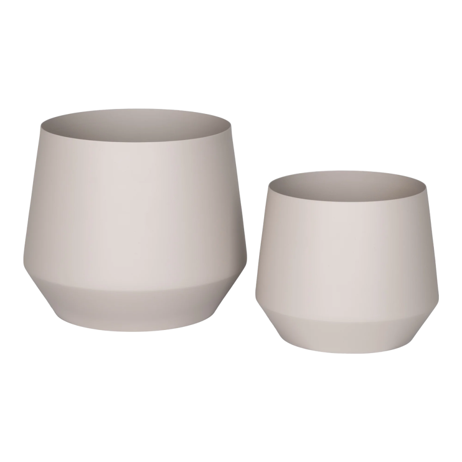 Yannick metalen bloempot beige - set van 2 afbeelding 1