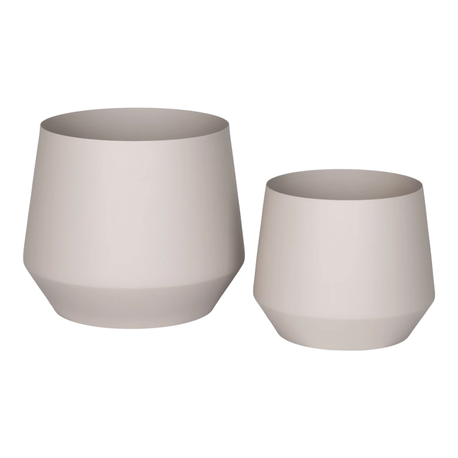 Yannick metalen bloempot beige - set van 2 Yannick metalen bloempot beige - set van 2 afbeelding 1