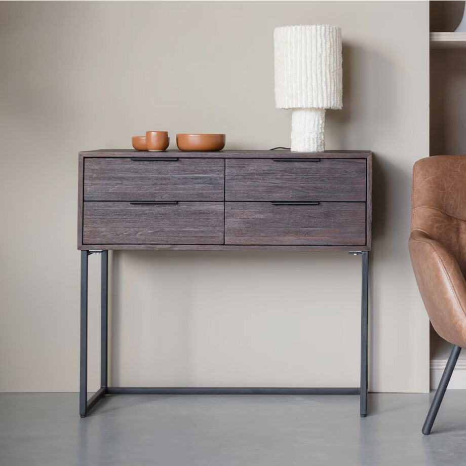 ZILT Dressoir / Sidetable 'Yasmijn' Teakhout, 90cm afbeelding 