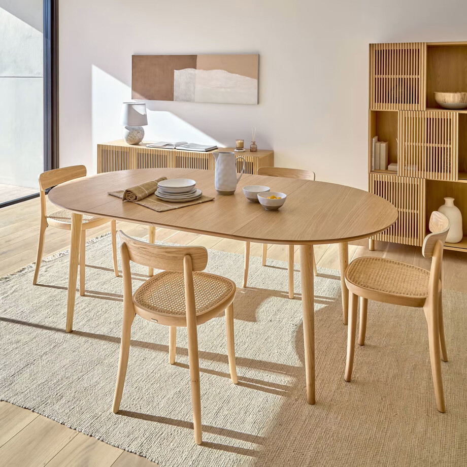 Kave Home Uitschuifbare Ronde Eettafel 'Oqui' 120 - 200 x 120cm, kleur Eiken Naturel afbeelding 1