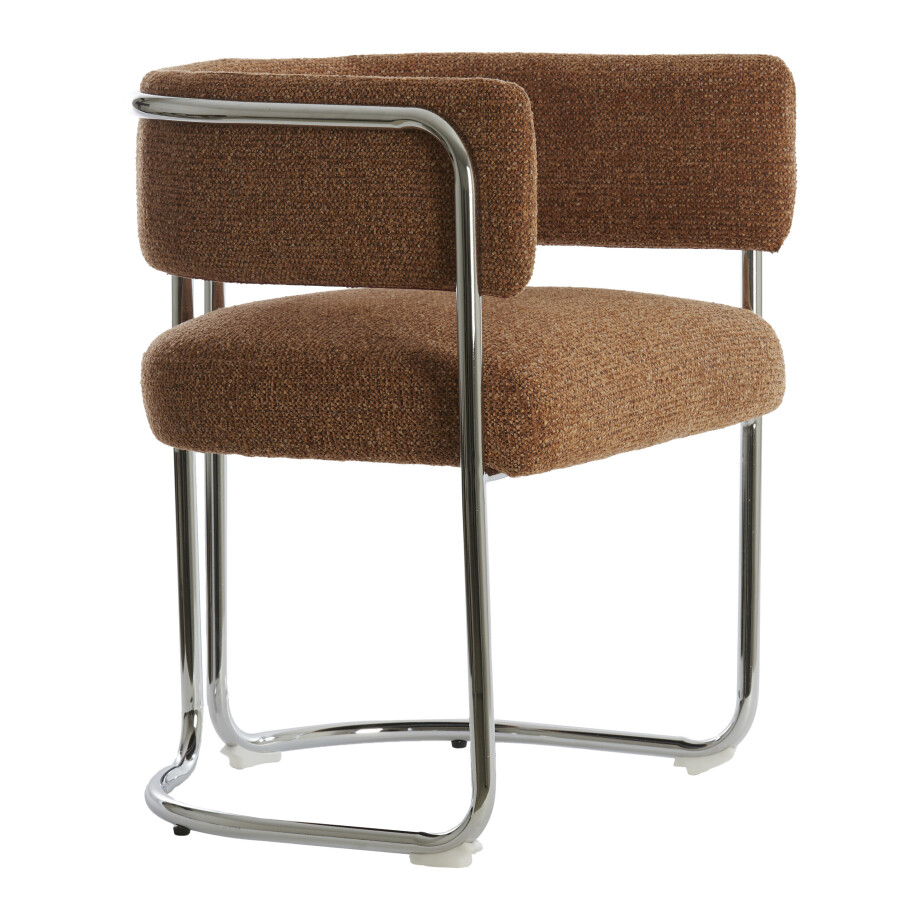 Light & Living Eetkamerstoel 'Adante' Buisframe chroom, kleur Caramel afbeelding 1