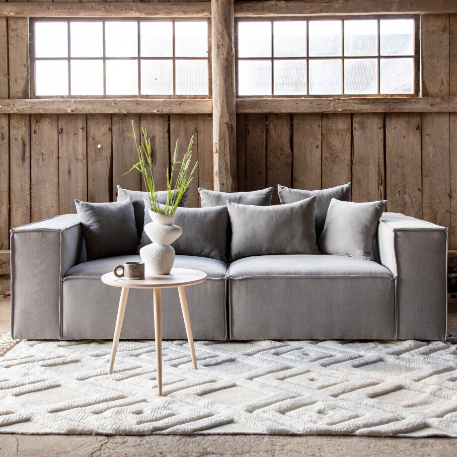 Nohr 3-zits Bank 'Yulonda' Linnen, kleur Grijs afbeelding 1