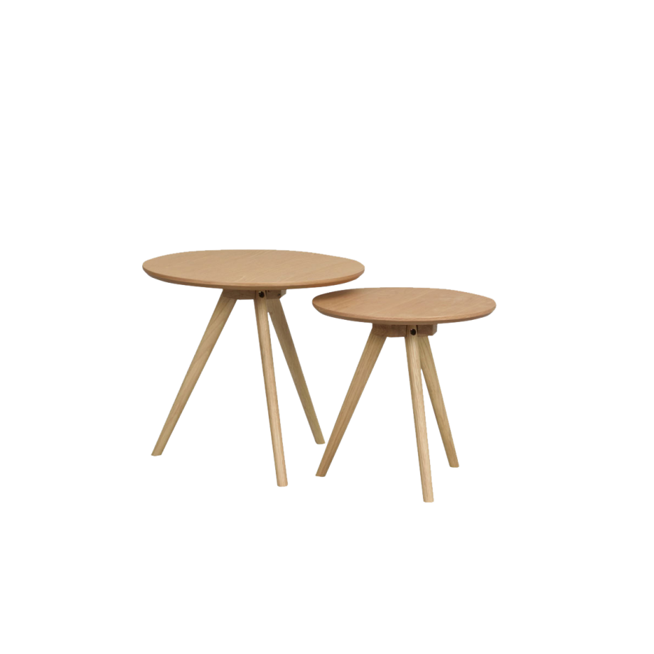 Yumi houten bijzettafels naturel - set van 2 - Ø 50 cm afbeelding 1