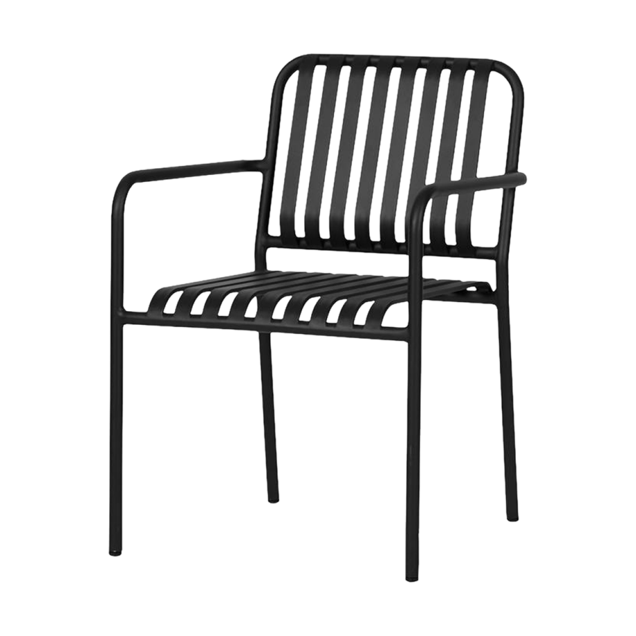 Zahra metalen tuinstoel zwart - met armleuningen Zahra metalen tuinstoel zwart - met armleuningen afbeelding 1