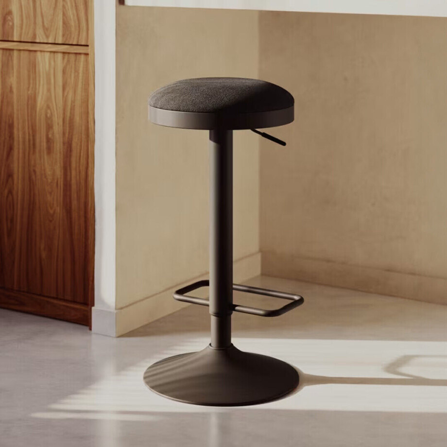 Kave Home Barkruk 'Zaib' Chenille, kleur Zwart afbeelding 1