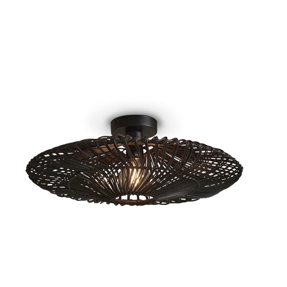 GOOD&MOJO Plafondlamp 'Zanzibar' Rotan, 55cm, kleur Zwart afbeelding 1