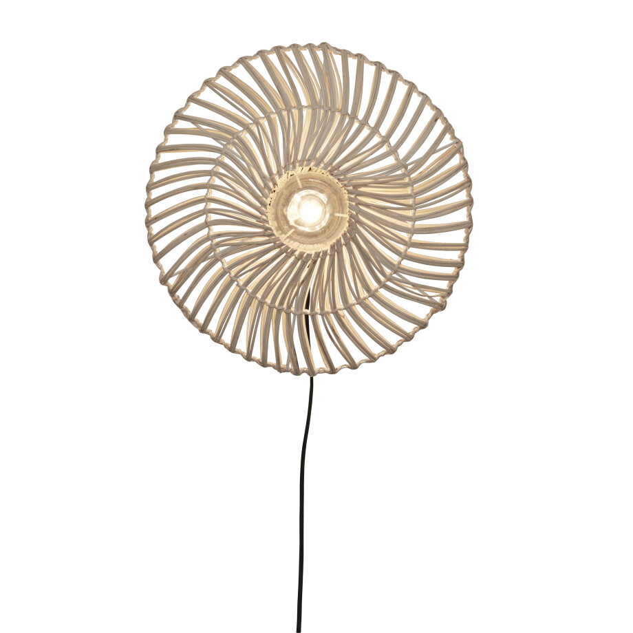 GOOD&MOJO Wandlamp 'Zanzibar' Rotan, 40cm, kleur Wit afbeelding 1