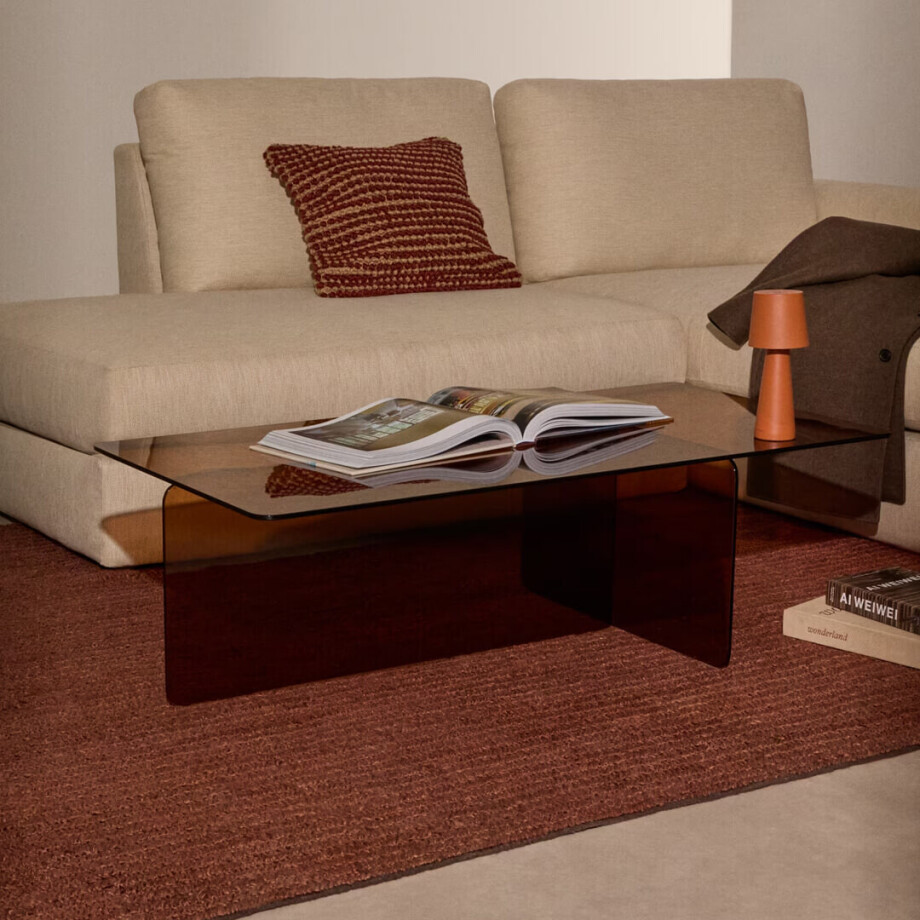 Kave Home Salontafel 'Zaren' Bruin glas, 120 x 60cm afbeelding 1