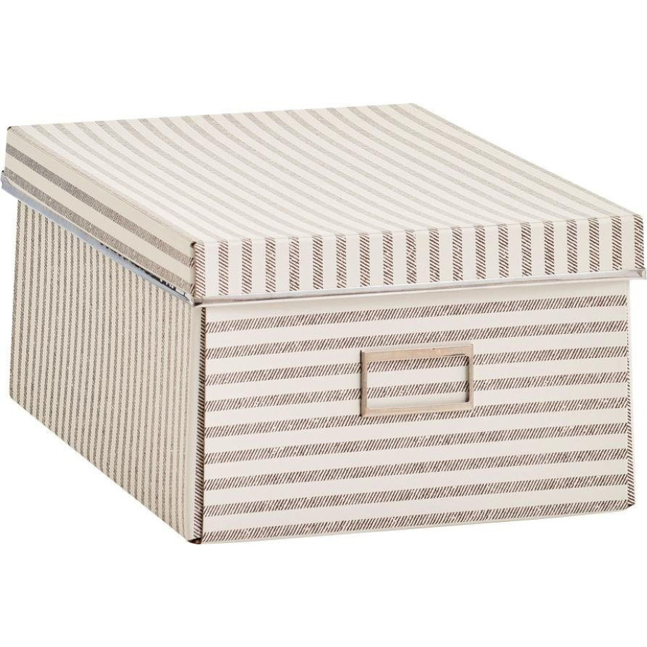 Zeller Present Opbergbox Strepen Karton, beige afbeelding 1