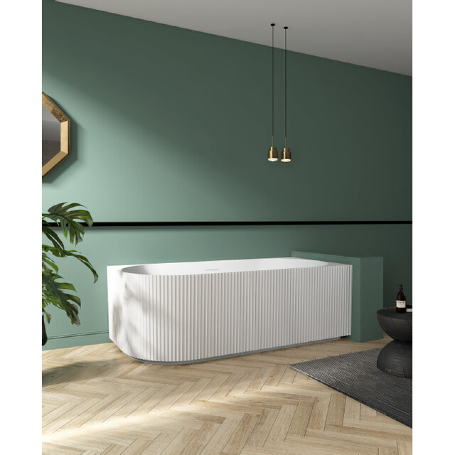 ZEZA Blend half vrijstaand hoekbad - ribbel - rechts - 170x80x58cm - met afvoer - acryl - mat wit TW-7683R-MW-170 ZEZA Blend half vrijstaand hoekbad - ribbel - rechts - 170x80x58cm - met afvoer - acryl - mat wit TW-7683R-MW-170 afbeelding 1