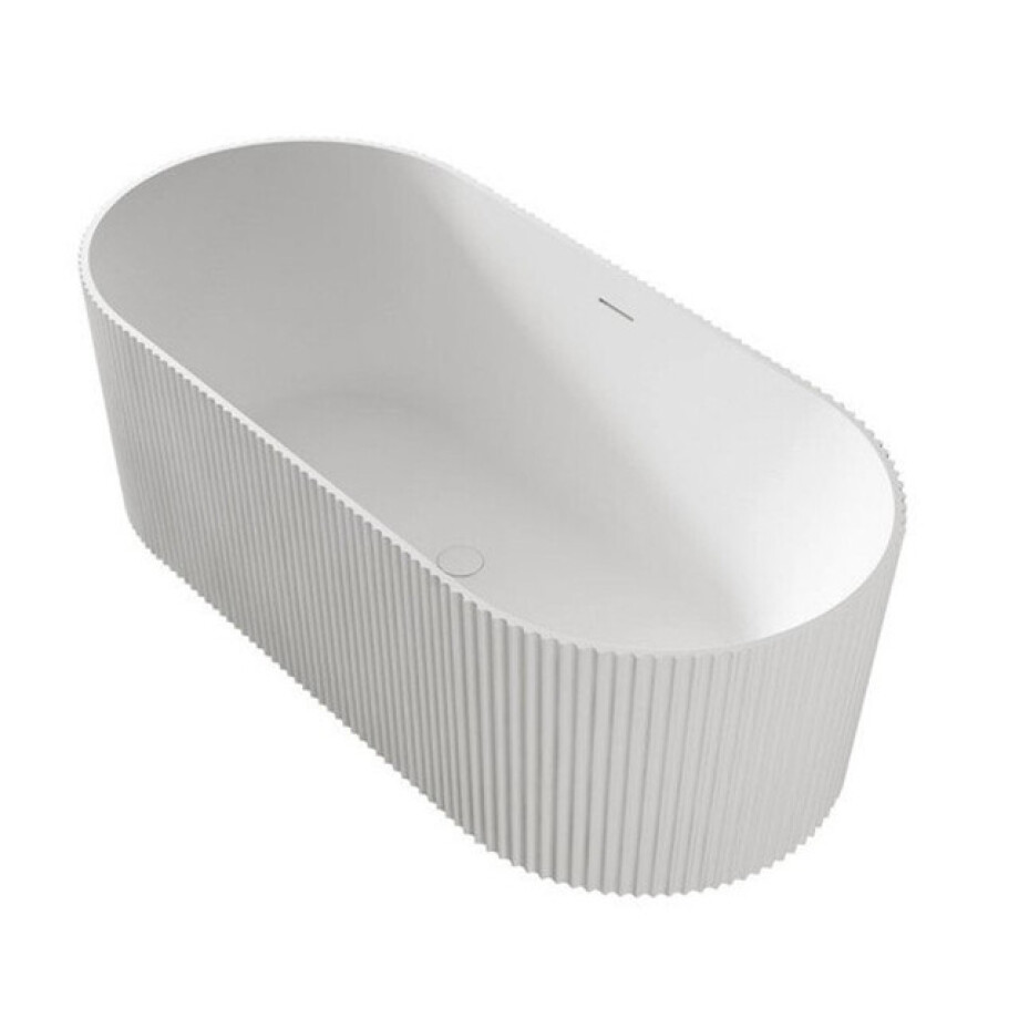 ZEZA Blend vrijstaand bad - ribbel - 170x80x58cm - met afvoer - acryl - mat wit TW-7681-MW-170 afbeelding 1