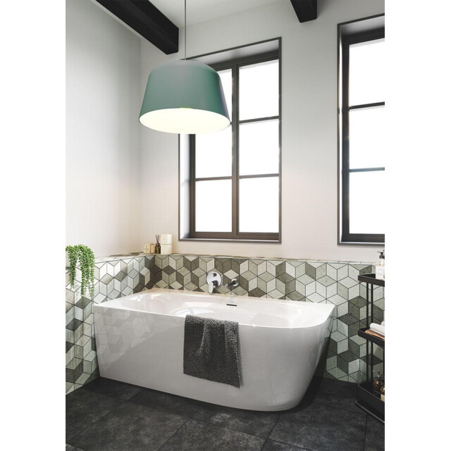 Zeza Cheb Half vrijstaand hoekbad - links - 170x80cm - incl poten - sifon - acryl - Glans wit SW647689 afbeelding 1