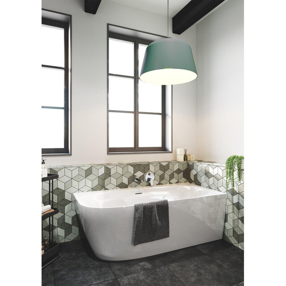 Zeza Cheb Half vrijstaand hoekbad - rechts - 170x80cm -incl poten - sifon - acryl - Glans wit SW647688 afbeelding 1