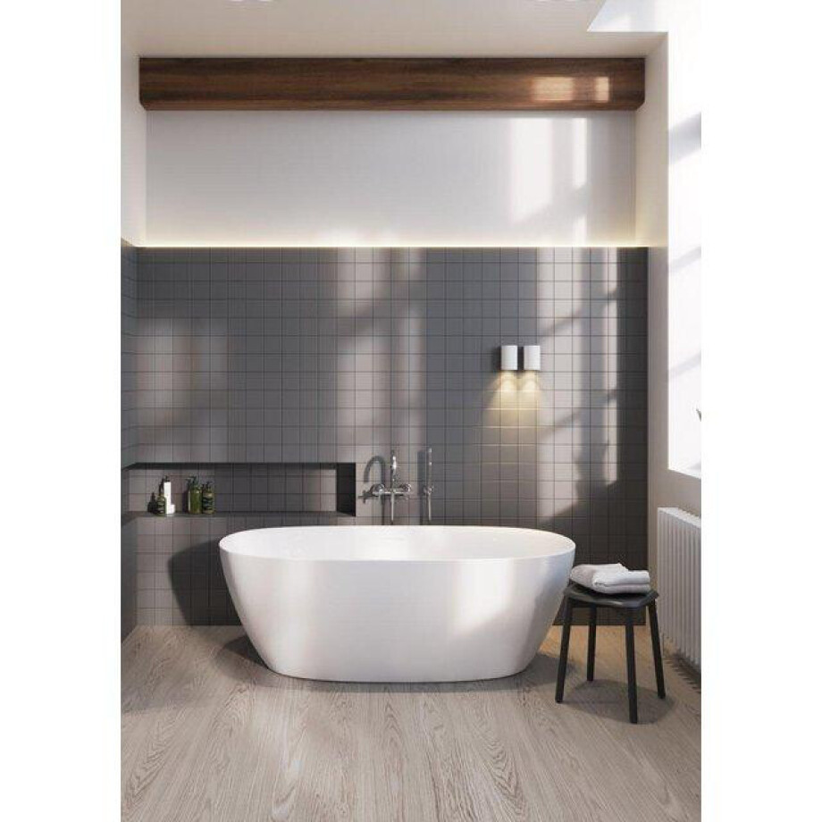 ZEZA Nicky Vrijstaand bad - 170x80cm - acryl - sifon - glans wit SW276845 afbeelding 1