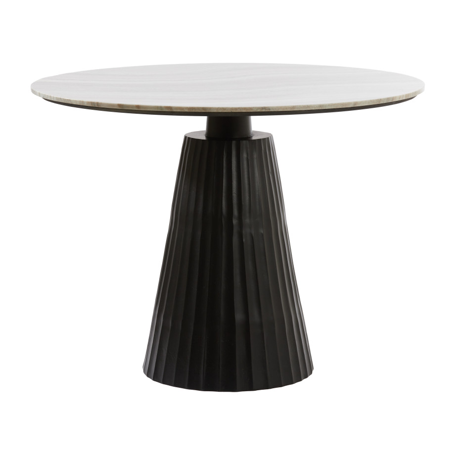 Light & Living Ronde Eettafel 'Rianne' Marmer, 100cm, kleur Taupe/Mat Zwart afbeelding 1