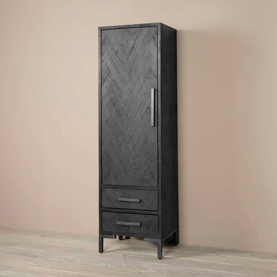 Tower Living Opbergkast 'Ziano' Links, Visgraat, 190 x 55cm, kleur zwart afbeelding 