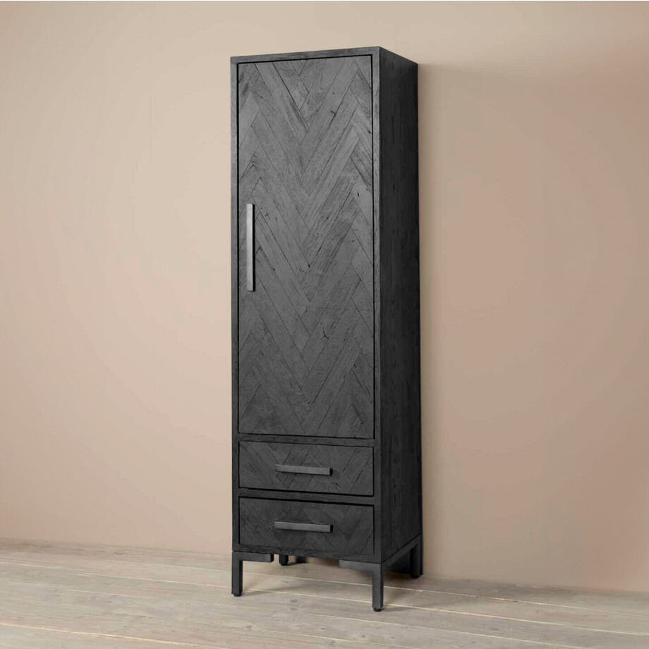 Tower Living Opbergkast 'Ziano' Rechts, Visgraat, 190 x 55cm, kleur zwart afbeelding 