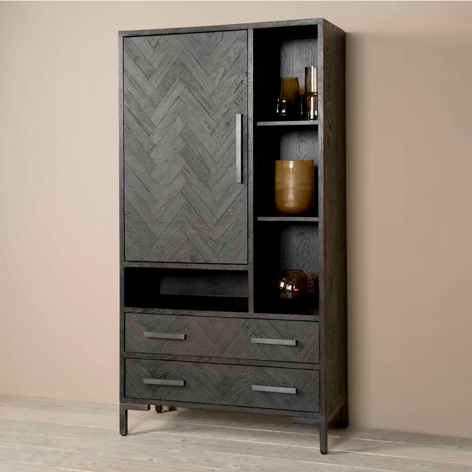 Tower Living Opbergkast 'Ziano' Visgraat, 190 x 100cm, kleur zwart Tower Living Opbergkast 'Ziano' Visgraat, 190 x 100cm, kleur zwart afbeelding