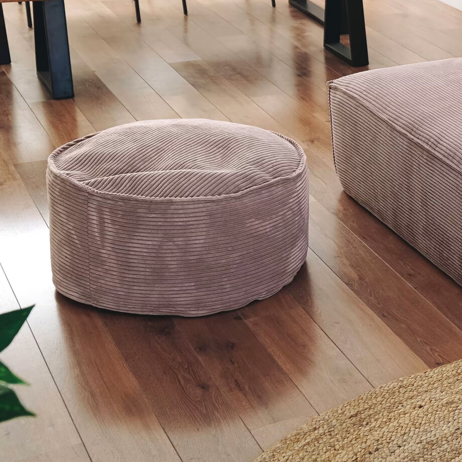 Kave Home Poef 'Zina' Rib, 60 cm, kleur Roze afbeelding 1