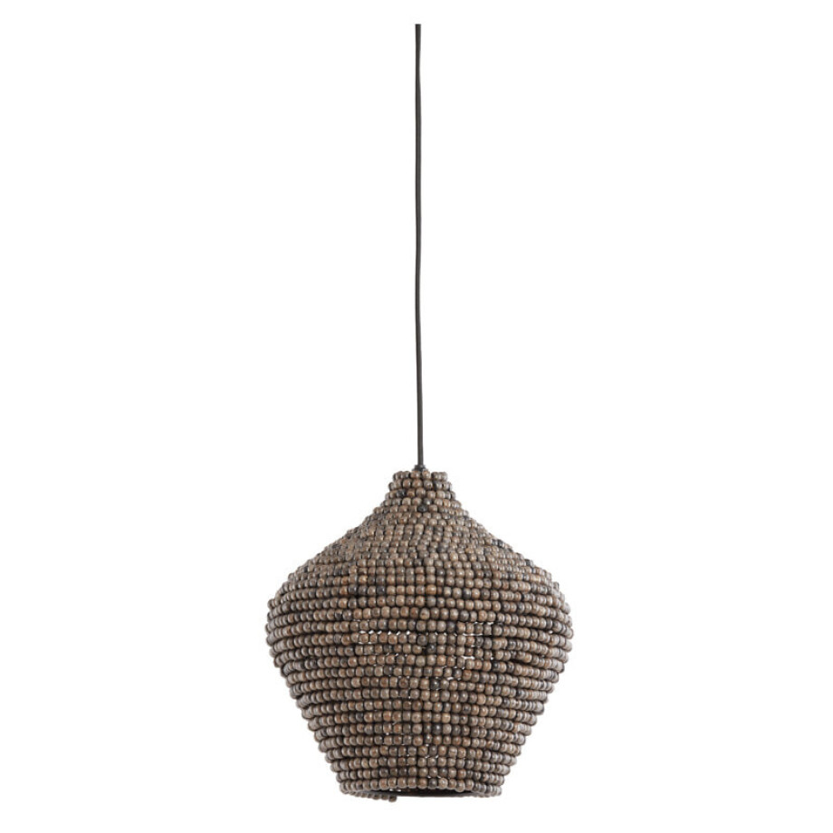 Light & Living Hanglamp 'Kalenga' Kralen, 28cm, kleur Bruin/Grijs afbeelding 