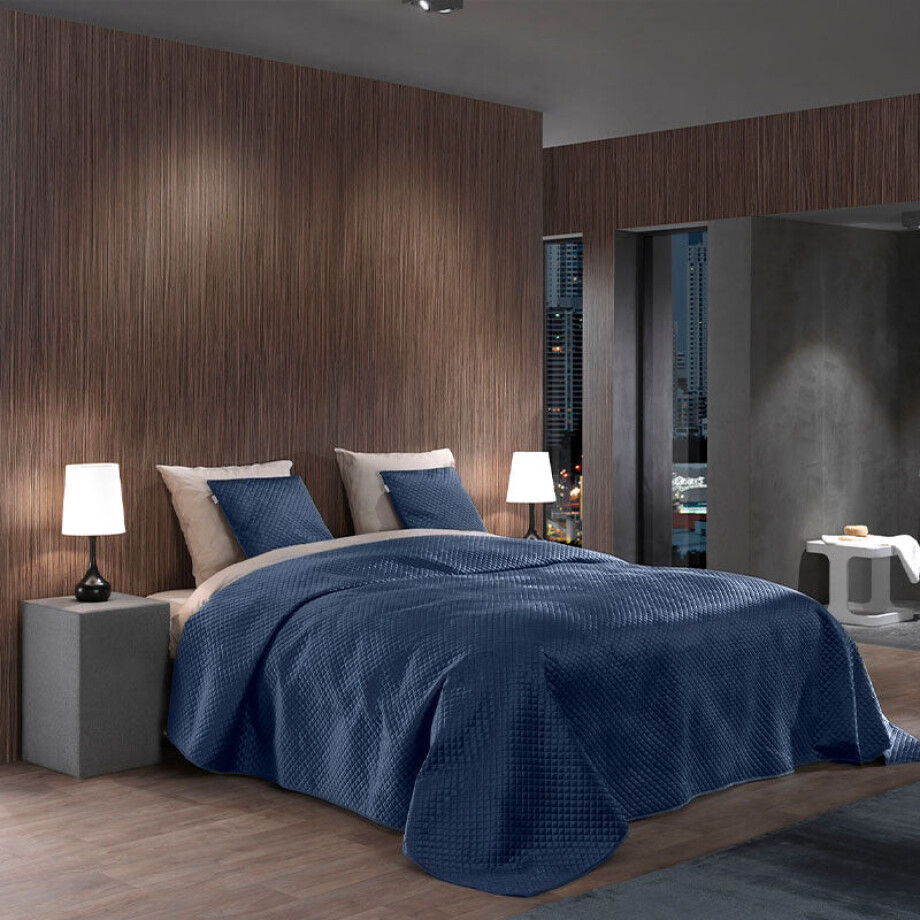 Bedsprei Victoria - Navy - 270x260cm Van Zo!Home Microvezel - Dekbed-Discounter.nl afbeelding 1