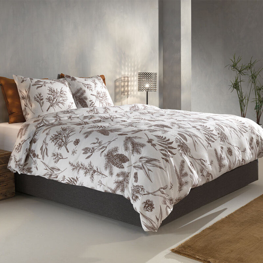 2e -50% | Dekbedovertrek Katoen Flanel - Esme - Lits-Jumeaux (240x220 Cm) - Wit Flanel - Natuur - Zo!Home - Dekbed-Discounter.nl afbeelding 1