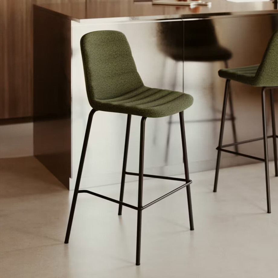 Kave Home Barkruk 'Zunilda' Chenille, kleur Groen afbeelding 1