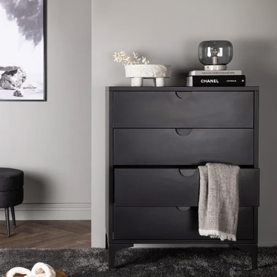 Nohr Ladekast 'Danyella' Met 4 laden, kleur Zwart Nohr Ladekast 'Danyella' Met 4 laden, kleur Zwart afbeelding 1