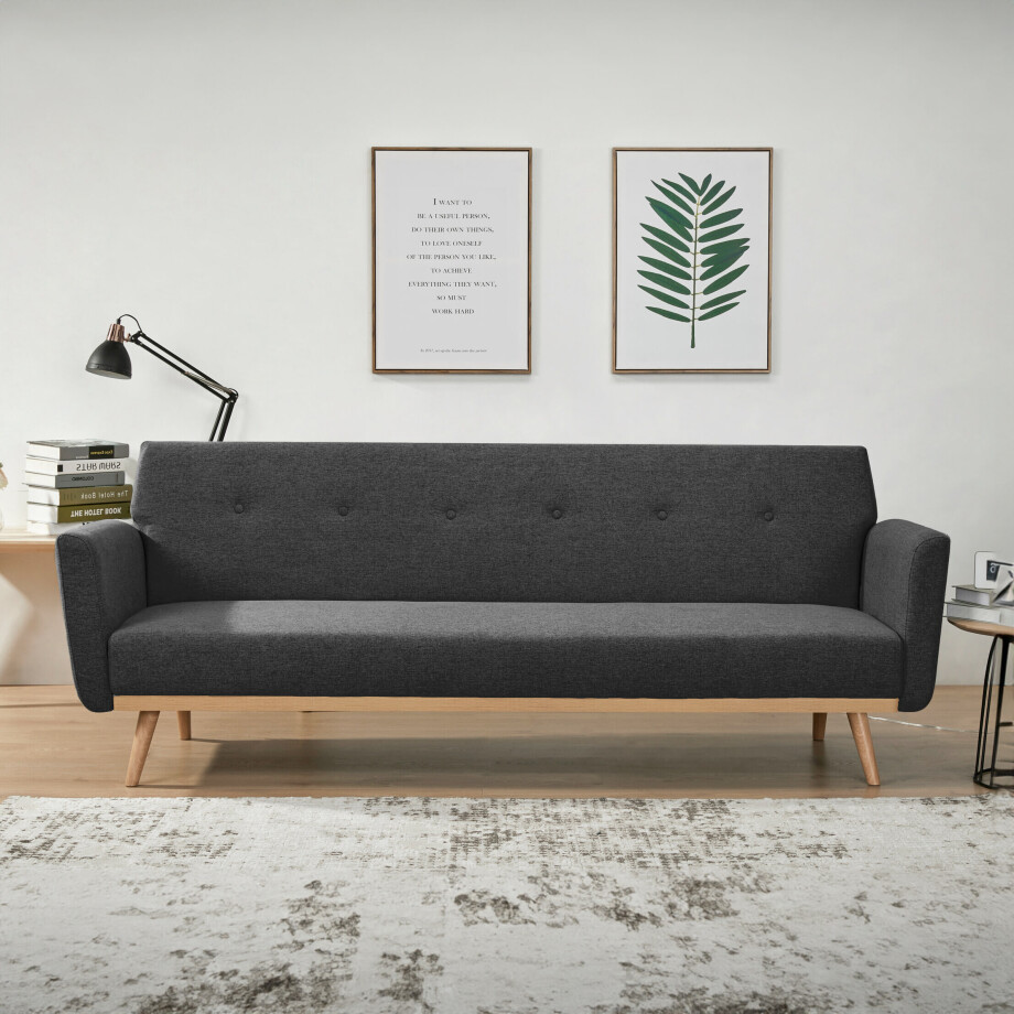 Artistiq 3-zits Slaapbank 'Kelyn' 111 x 190cm, kleur Zwart Artistiq 3-zits Slaapbank 'Kelyn' 111 x 190cm, kleur Zwart afbeelding 1